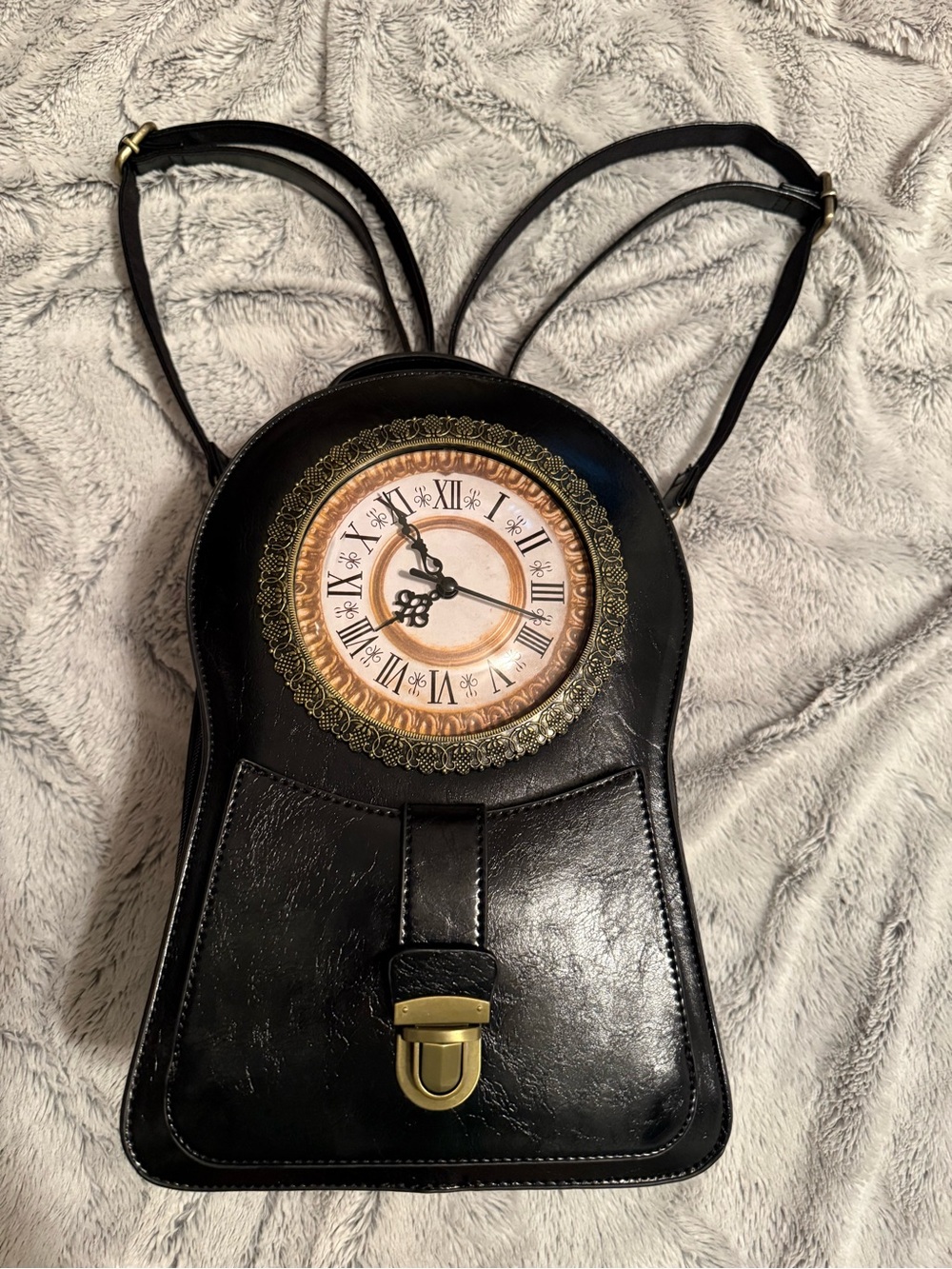 Working clock black backpack